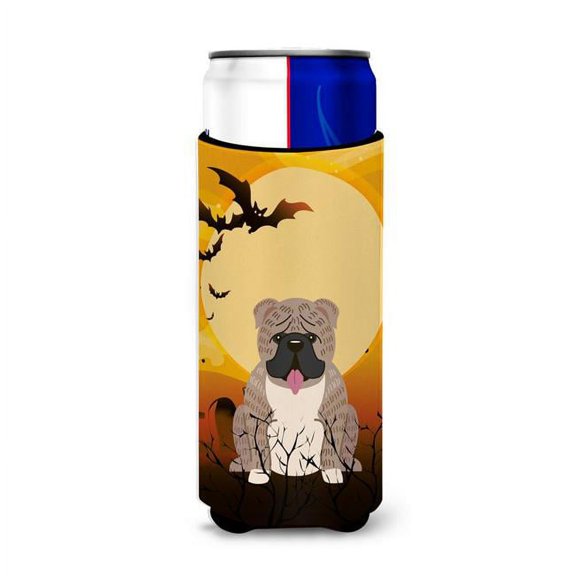 Halloween English Bulldog Grey Brindle Michelob Ultra Hugger for Slim Cans