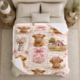 thumbnail image 5 of Cottagecore Highland Cow Collage Pink Bows Floral Vignettes, Rustic Farmhouse Horse Scene, Warm Flannel Blanket for Ranch House and Living Room, Horse Lovers Friendship Gift, Rustic Home Decor, 5 of 8