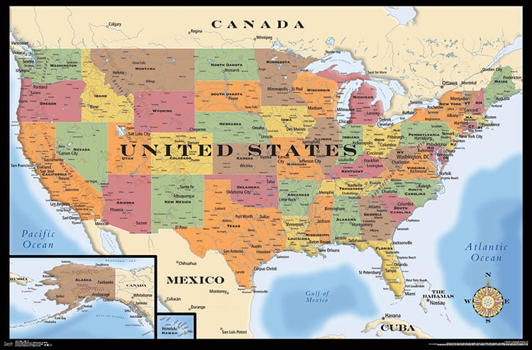 Trends International Map - USA Poster - Walmart.com
