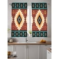 thumbnail image 2 of Boho Tier Curtains 45 Inch Length,Sheer Curtains for Bedroom Living Room Window Brown Turquoise Abstract Tribal Ethnic Geometric Voile Drapes Kitchen Curtains Small Half Window 27.5"x45" 2 Panels, 2 of 7