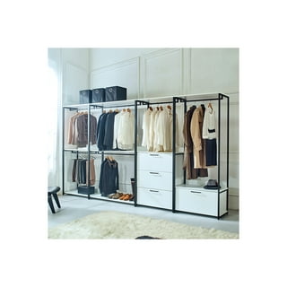 Klair Living Fiona White Freestanding Walk in Wood Closet System with Metal Frame | FIONA-ABDF