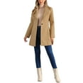 thumbnail image 3 of INSPIRE CHIC Women's Classic Stand Collar Long Sleeve Winter Belted Long Coat XS Khaki, 3 of 9