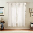 thumbnail image 1 of Semi-Sheer Ruffle Trim Curtains, Polyester Light-Filtering Window Valance, 100 x 200 cm, Pin Pin/Black/Beige/Blue/Purple, 1 Panel, 1 of 6