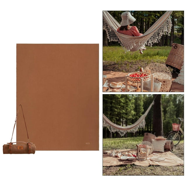 Manta de picnic Colchoneta para exteriores Grande Impermeable Plegable Perfecta para playa, camping y festivales Accesorio portátil resistente y marrón