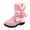Pink, variant on LYHao Winter Kids Boots With Bow For Girls Cozy Warm Boots For Everyday Play And Easy On/Off Comfort ,Girls Boots Sizes 6 Black(12-12.5 Years)