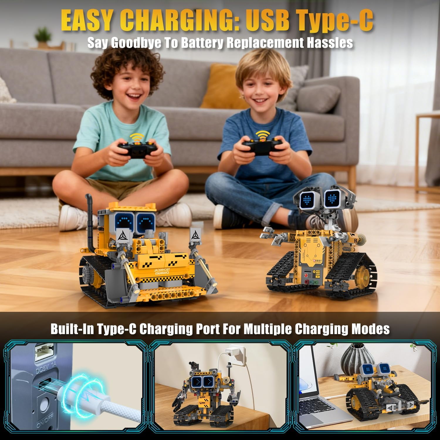 STEM Robot Building Kit, 5-in-1 Remote Control Building Toys Kit,Chirstmas Birthday Gift for Boys Ages 8 9 10 11 12 13 14
