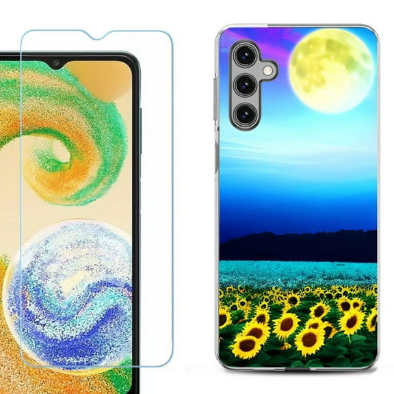 OneToughShield ® Compatible with Samsung Galaxy S24, Shockproof Fashion Phone Case, with Tempered Glass Screen Protector - Sunflower Moon