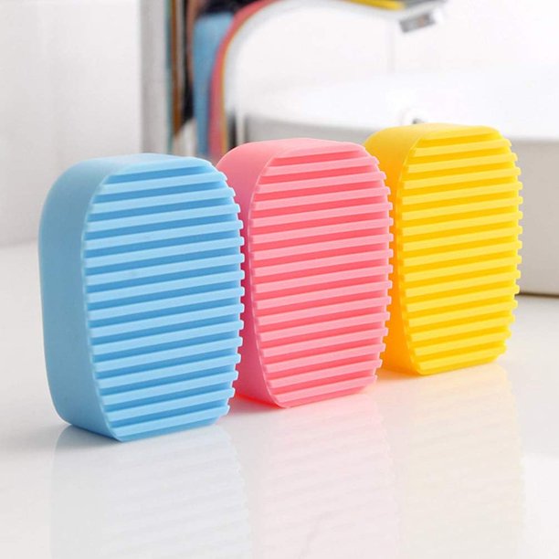 3 cepillos de lavandería de silicona de color caramelo de mano de colores mezclados