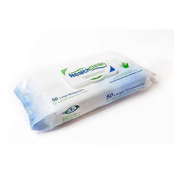 Healthclean Premoisted 50 Per Pack Adult Washcloths Size 8"x12" By Healthline Trading (1)