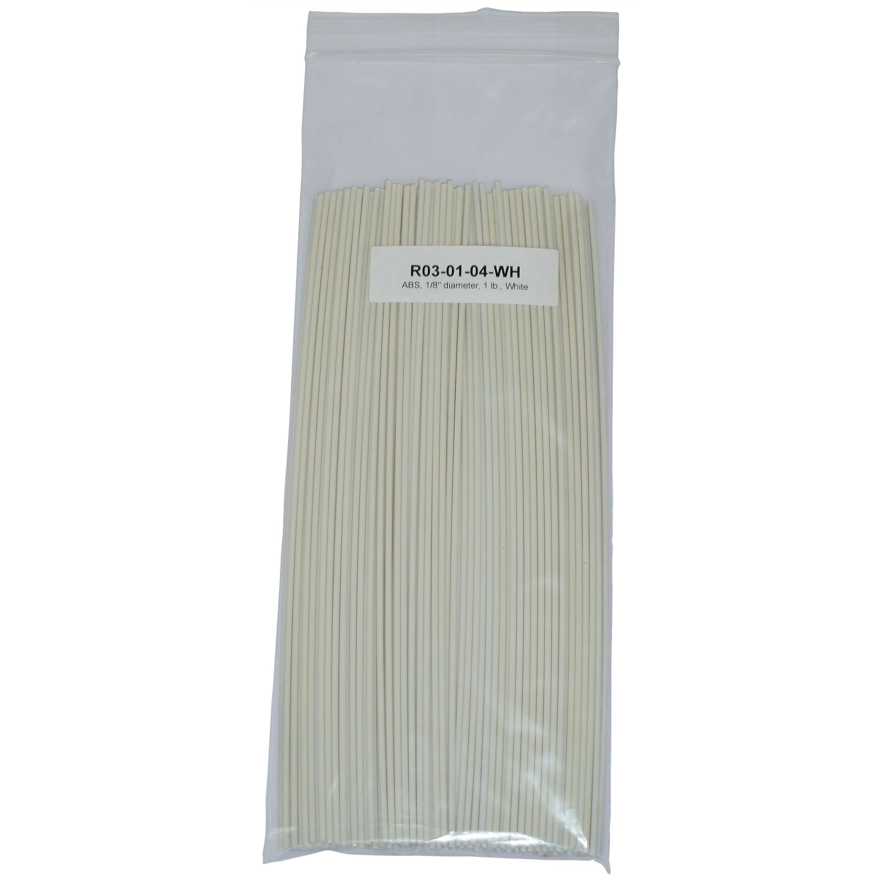 Polyvance R030104WH Welding Rod, 1/8 in Dia x 12 in L, Round, ABS