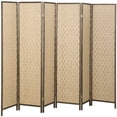 thumbnail image 1 of HOMCOM Handwoven 6 Panel Privacy Screen, 6 FT Folding Room Divider, Brown, 1 of 10