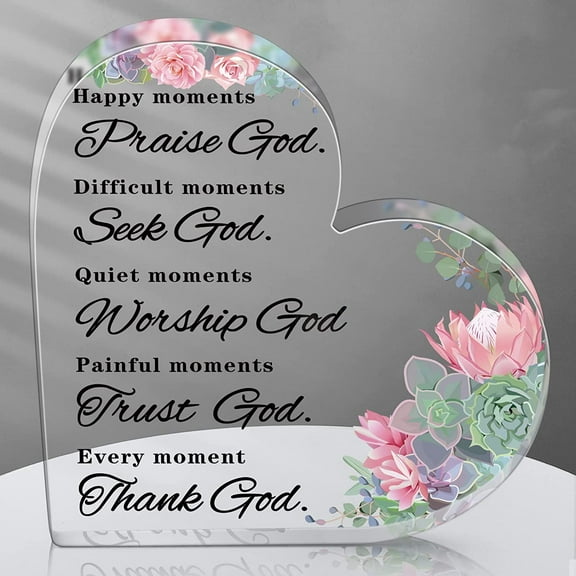 Christian Bible Verses Decor Christian Gift for Woman Prayers Religious Gift Inspirational Gift Scripture Decorative Signs Motivational Gift Plaques Table Decor (Eucalyptus Leaf)