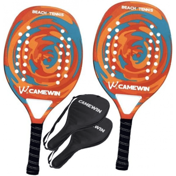 Raquetas de tenis de playa Camewin 400601 rojas y naranjas, paquete de 2