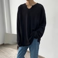 thumbnail image 3 of Camiseta de manga larga para hombre con cuello en V, camiseta informal minimalista a la moda para hombre para uso diario al aire libre, 3 of 8