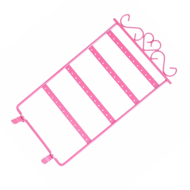 ZheElen Earrings Holder Multi Layer Ear Studs Hanging Rack Jewelry Organizer Stand Pink