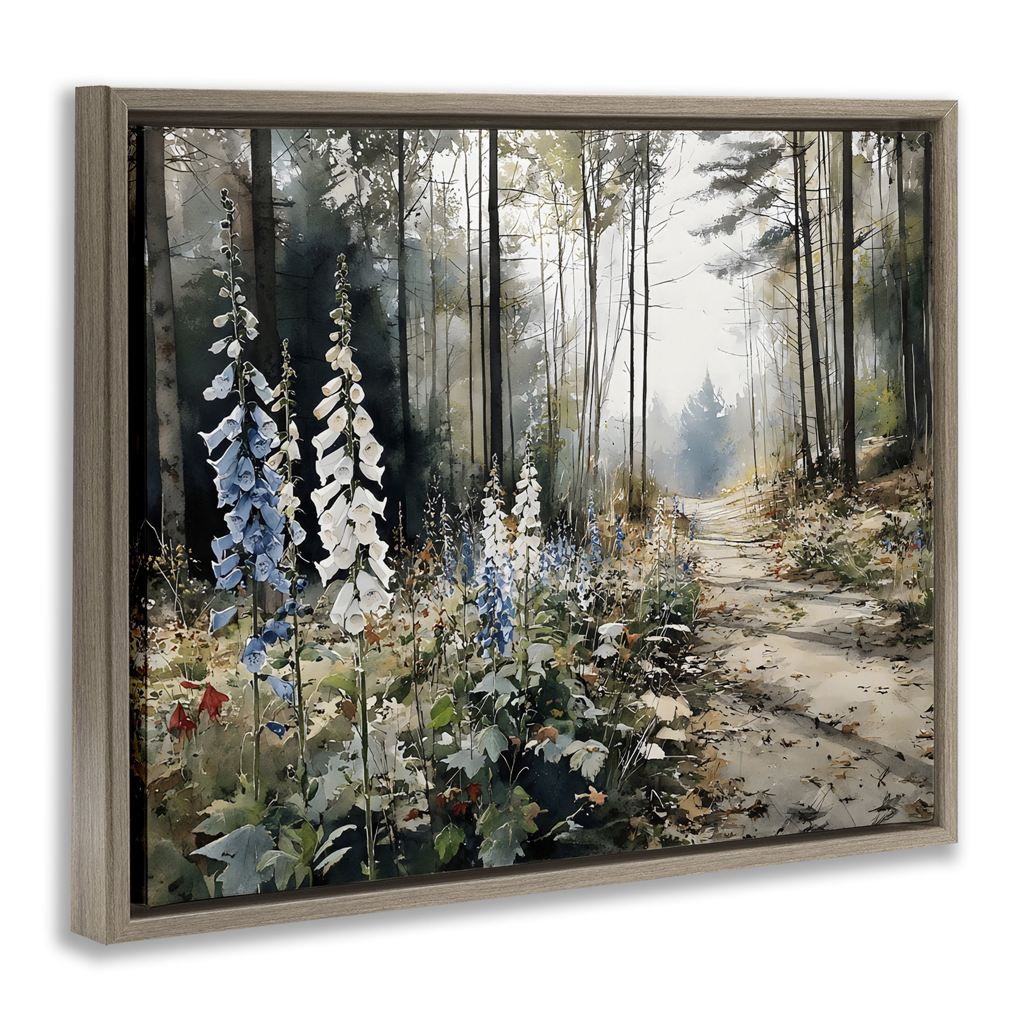 Stupell Industries Foxglove Path Sunlit Woods Brown Framed Floater Canvas Wall Art, design by Franklyn Gregory