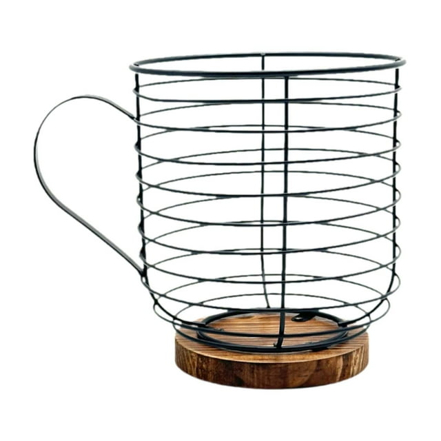 Luzkey Coffee Pod Holder Coffee Capsule Storage Basket Portable with Wood Base, Versatile for Office Hotel Cafe Coffee Capsule Snack