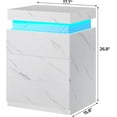 thumbnail image 2 of Nightstand with Charging Station and LED Lights, Led Nightstand with Sliding Top, Bedside Table with Drawers, Modern End Table Side Table with USB Ports and Outlets,White Marble Color, 2 of 15