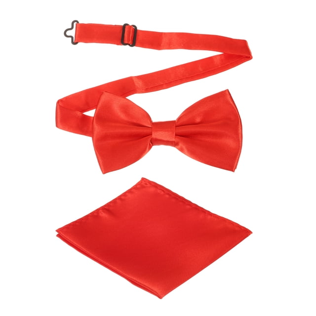 Pajarita para hombres, pajaritas ajustables con pañuelo de bolsillo, conjuntos de pajaritas preatadas para bodas (Rojo oscuro)