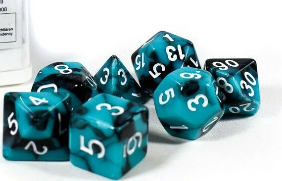 Spirit Shadow Dual Color Swirl Teal/Black Dice Brycesdice Dnd Polyhedral