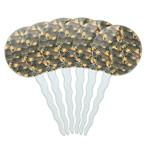 African Plains Zebra Herd Grazing Pattern Cupcake Picks Toppers Decoration Set of 6