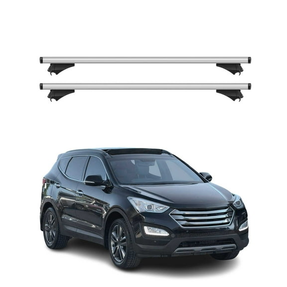 OMAC Cross Bars Roof Racks Aluminium for Hyundai Santa Fe 2013-2018 Silver 2 Pcs Anti-Theft for Travel Kayak Canoe Surf Ski Snowboard Camping
