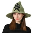 thumbnail image 1 of GPOECD Witch Style Wool Knit Bucket Hat For Halloween Party And Daily Sun Green,One Size, 1 of 9