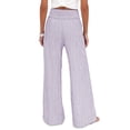 thumbnail image 5 of cocolona Women's Summer Casual Loose Striped Pants Elastic Waist Straight Wide Leg Vacation Lounge Trousers with Pocket, 5 of 5