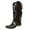 Black, variant on asdoklhq Cowboy Boots for Women,Women's Winter High Boots With Fringe Sleeve In Solid Color And Low Heel