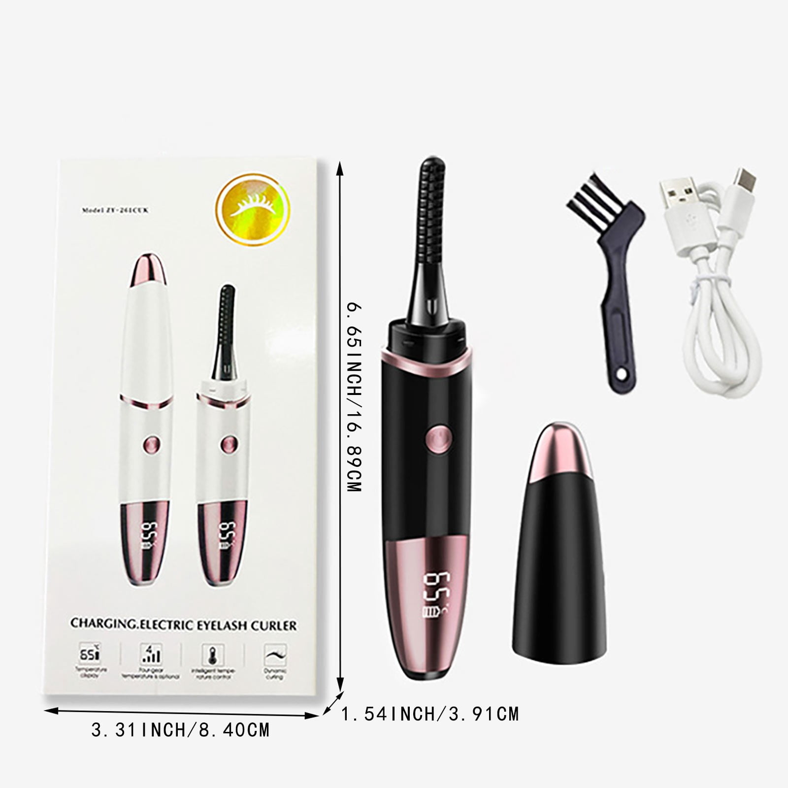 Portable Heated Eyelash Curler with Type-C Charging Cable, 1 Pcheated Eyelash Curlers Fast Heat up Within 10S 24 Hours Long Lasting Rechargeable Electric Eyelash Curler with Type C Makeup Organizers