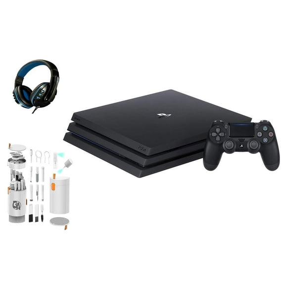 Pre-Owned Sony PlayStation 4 Pro 1TB Gaming Console Black Headset With BOLT AXTION Cleaning Kit Bundle ( )