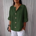 thumbnail image 6 of ZenCart Women Shirt V-Neck 3/4 Sleeve Loose Fit Pullover Tops Buttons Decor Breathable Casual Tops Daily Wear, 6 of 8