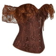 thumbnail image 4 of qolati Women Floral Lace Corset Top Medieval Gothic Off Shoulder Corset Bustier Boned Overbust Corset Bodyshaper Tank Tops Coffee L, 4 of 8