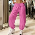 thumbnail image 5 of WQNVRNR Womens Wide Leg Pants- Casual Fashion Drawstring Elastic Waist Hot Pink Size L, 5 of 7