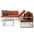 thumbnail image 3 of LeisureMod Chelsea White Sectional With Adjustable Headrest & Coffee Table With Two Tone Cushions, 3 of 14