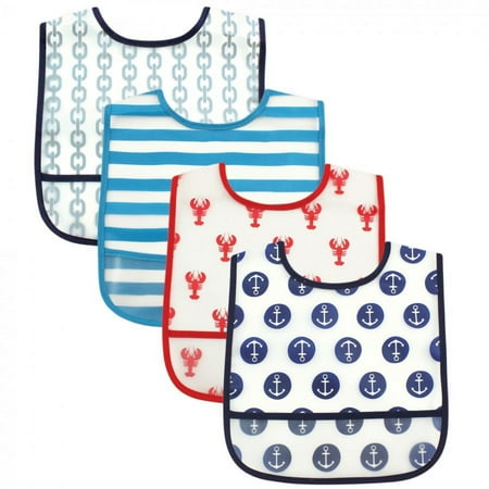 UPC: 0660168023503 | Luvable Friends Baby Boy Waterproof PEVA Bibs 4pk Nautical One Size