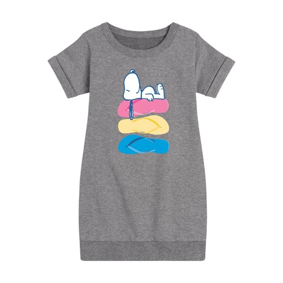 Peanuts - Summer Edition - Snoopy & Flip Flops - Toddler & Youth Girls Fleece Dress