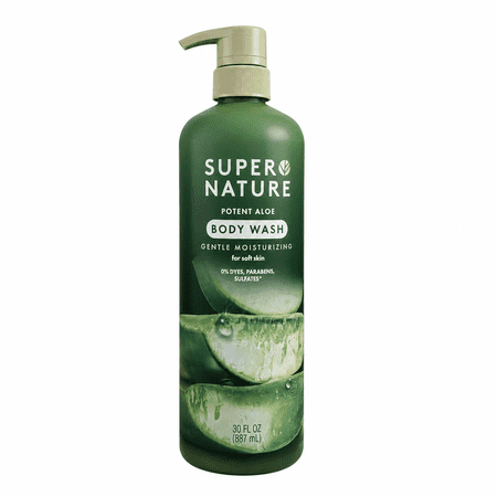 Super Nature Potent Aloe Body Wash, Gentle Moisturizing Body Cleanser, Aloe Vera Body Wash for Soft Skin, Sulfate Free, 30 fl oz