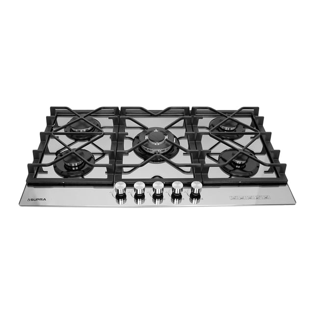 Parrilla de Gas empotrable Para cocina de 5 quemadores cristal templado 87 cm SUPRA Parrilla 5Q-TM-87 empotrable 87 cm Acero
