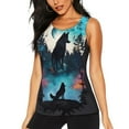 thumbnail image 1 of Balery Artistic Moon Valley Wolf Camiseta sin mangas estampada ligera para mujer, tops de entrenamiento sin mangas, camisetas de yoga transpirables de secado rápido.-Large, 1 of 7