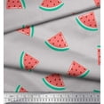 thumbnail image 3 of Soimoi Grey Crepe Silk Fabric Watermelon Fruits Fabric Prints By Yard 42 Inch Wide, 3 of 3