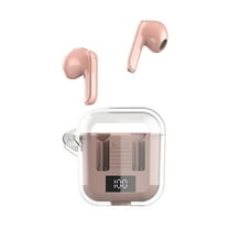 Matoen Wireless Bluetooth 5.3 Light-Weight in Ear Headphones Built-in Microphone Immersive Sound Headset with Charging Case Pink