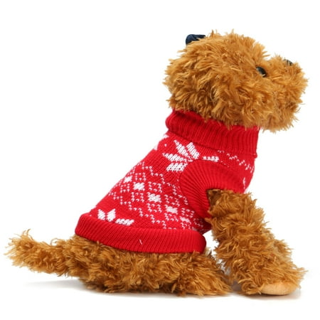 Christmas Pet Dog Puppy Snowflake Knit Sweater Hoody Clothes Costume ...