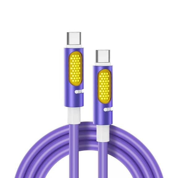 3.94ft 240W USB-C to USB-C Fast Charger Cable with Aroma, Colorful Breathing Light, Soft Silicone for Phone Tablet Laptop, Purple