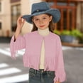 thumbnail image 2 of Curuila Children Girls Coat With Tassels Long Sleeve Solid Color Crew Neck Jacket For Girls Spring Autumn Comfort Outerwear Size 13-14 Years, 2 of 8