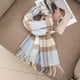 thumbnail image 1 of Zhuge Bufanda de lana para mujer, bufandas a cuadros de invierno, manta para mujer, borlas, cálidas, suaves, grandes, largas, estilo A, cuadrícula azul claro, 1 of 4