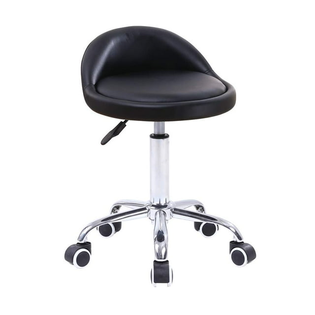 Taburete Rodante Ajustable KKTONER de Cuero PU con Respaldo