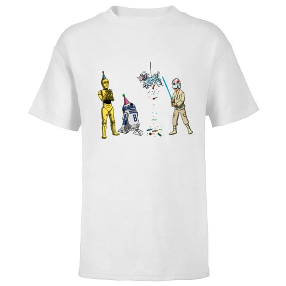 Star Wars Luke Skywalker Jedi Droids Tauntaun Piñata Funny - Short Sleeve T-Shirt for Kids - Customized-White