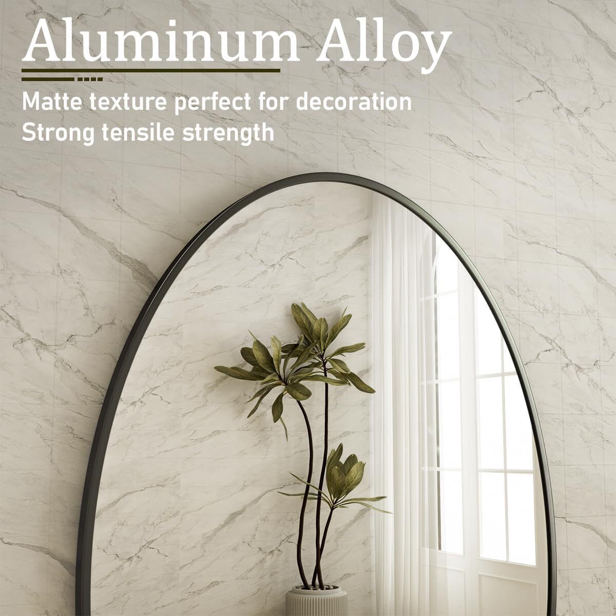 Lumora 38.1"x26" Oval Wall Bathroom Mirror Wall-mounted Mirror with Aluminum Frame, Black