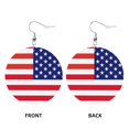 thumbnail image 2 of Leather Dangle Round Earrings For Women America Flag Patriotic Circle Earrings Drop Jewelry, 2 of 6